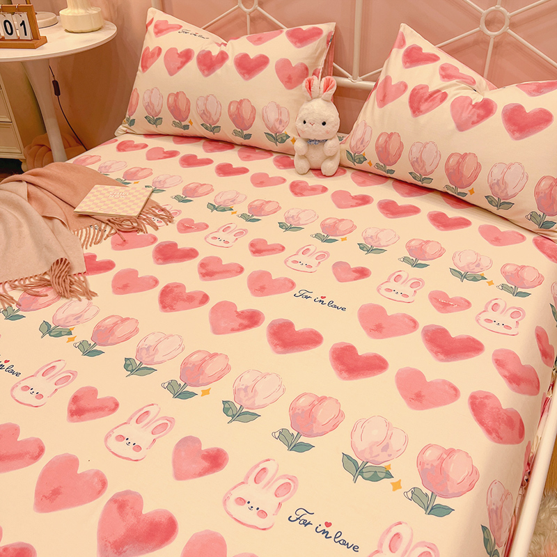 速发可爱纯棉单件100全1儿童单套粉被单宿舍床笠棉.5米枕人三件套