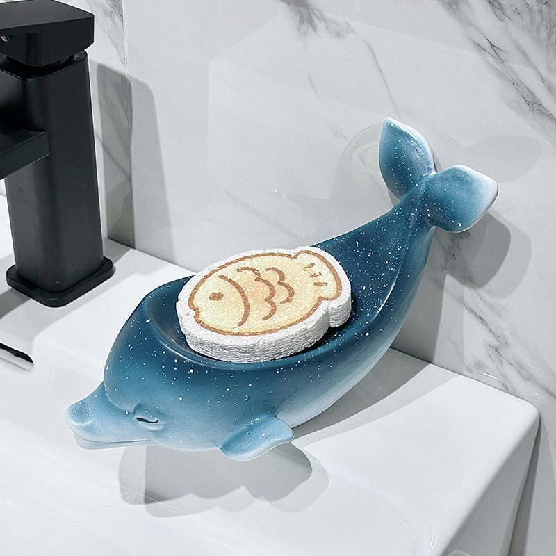 速发沥空海豚肥皂盒星号家用厕所创意带盖大水皂架香皂盒浴室多功