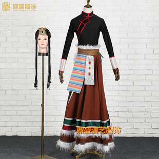 速发藏蹈舞族服出服装 舞台成人艺考练习藏服少数民族演饰服装