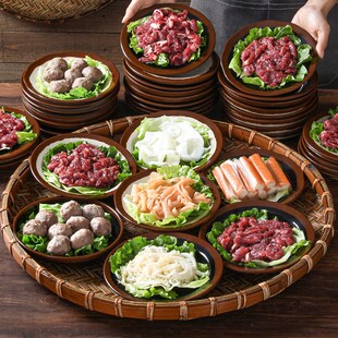 速发市井火锅店复古老旧地子火锅盘摊重庆怀火锅密胺摔不烂土陶盘