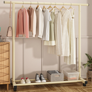 速发晾衣架落地台家用挂帽服卧舍室内宿室奶油风简易多功能衣衣架