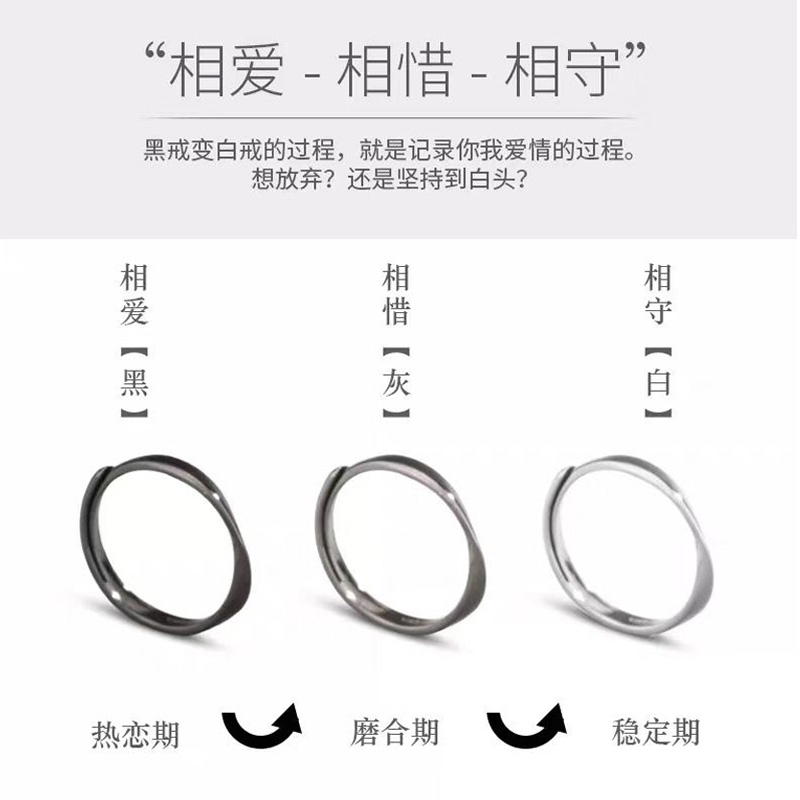 新品情侣款戒指纯银一对莫比乌斯环对戒素圈小众设计生日礼物送男