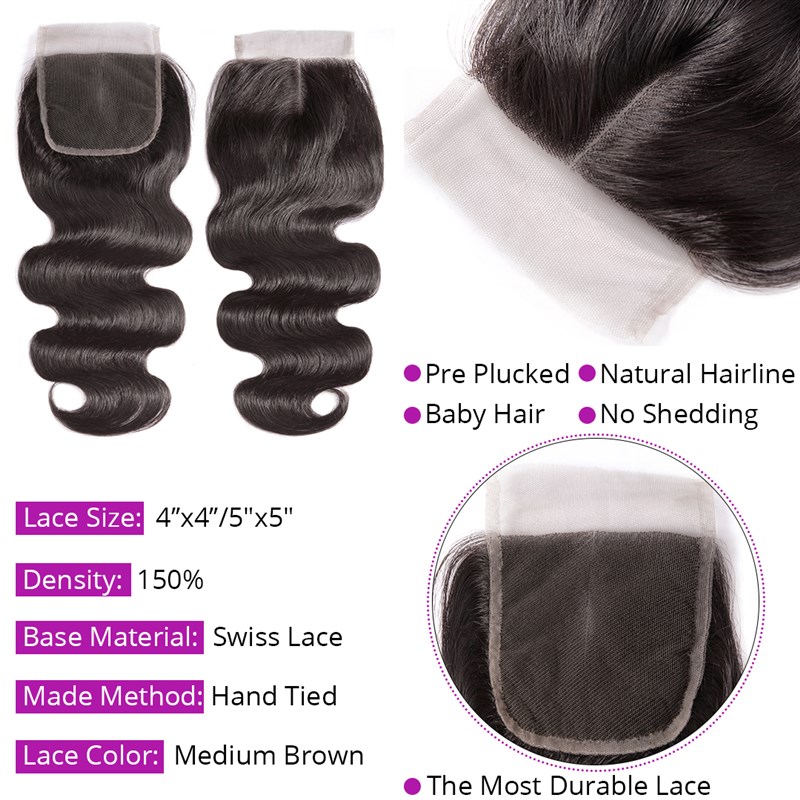 13x6 Lace Frontal Closure Undetectable 5x5 Transparent Lace