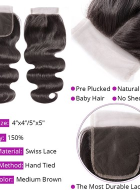 13x6 Lace Frontal Closure Undetectable 5x5 Transparent Lace