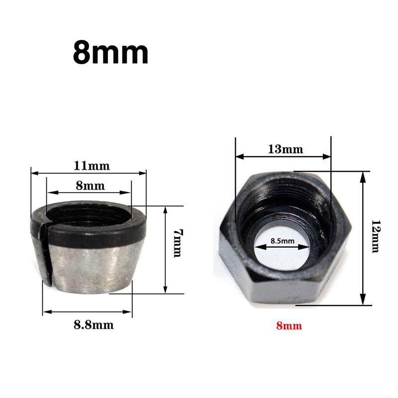 5Pcs/Set 6mm 6.35mm 8mm Collet Chuck Adapter Engraving Trimm
