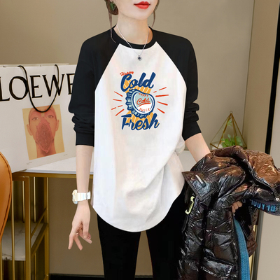 小个子长袖t恤女士2024春季新款中长款遮屁股内搭配鲨鱼裤的上衣