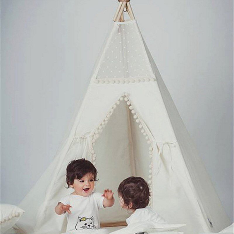 印第安儿童帐篷纯棉蕾丝球球公主风室内游戏屋公主房城堡拍摄道具