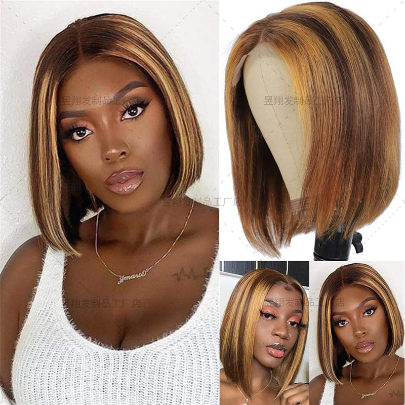 P4/27 4X4 Lace Bob Wigs Human Hair Straight Wig 180 Density