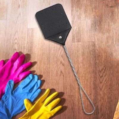 Indoor Fly Swatter Handheld Leather Fly Swatter Long Handle