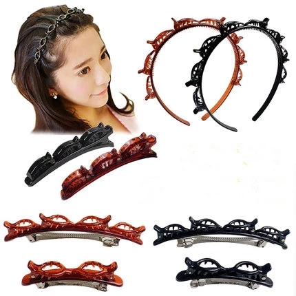 Fashion Double Layer Band Twist Plait Front Hair Clips Hairp