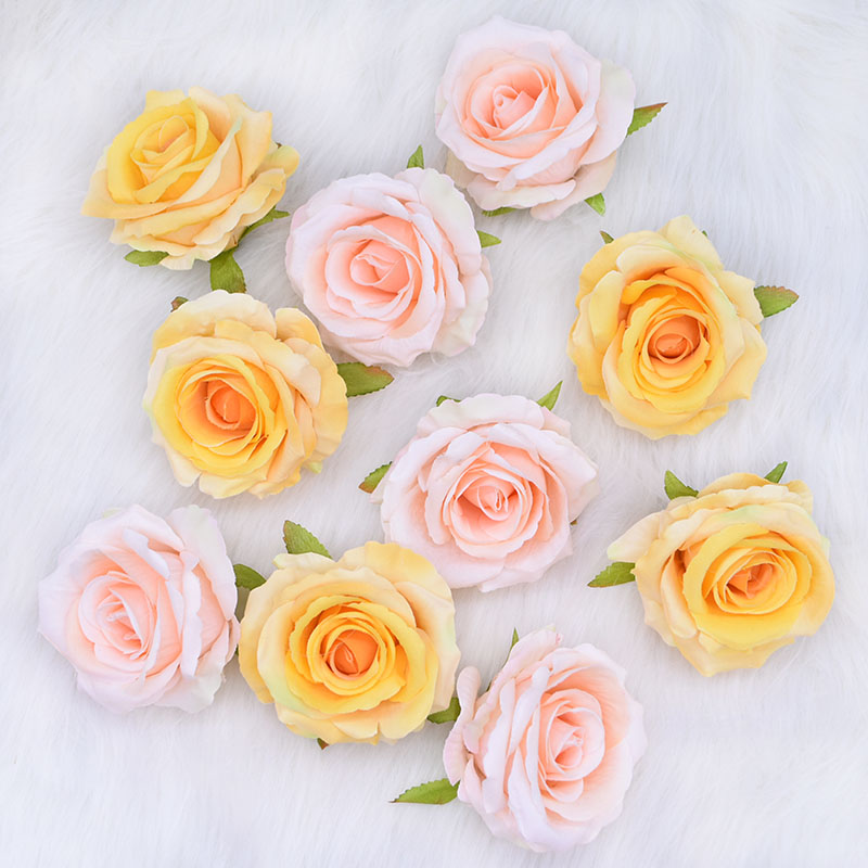NEW 5/10pcs 10cm Artificial Flowers Head Silk Rose Flower Fo
