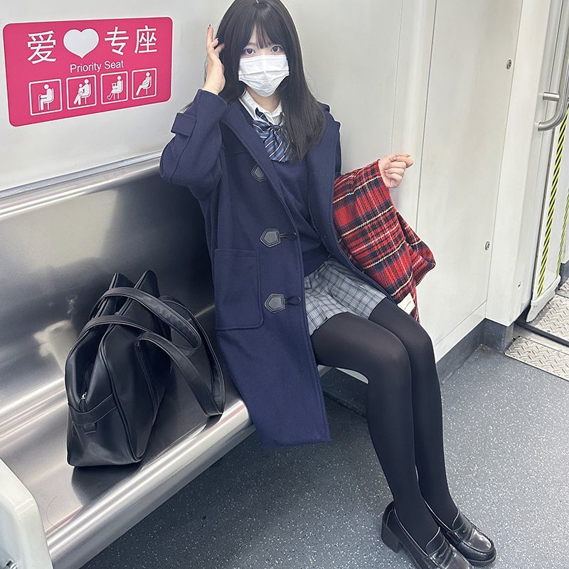 jk牛角扣大衣毛呢外套
