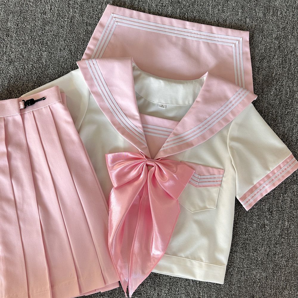 新粉三本学院风短袖制服套装jk