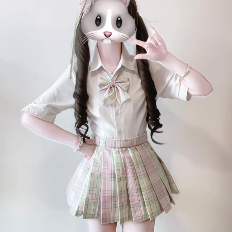 【青荷】云靡jk原创正版粉绿格裙多巴胺半身裙夏季校供制服短裙女