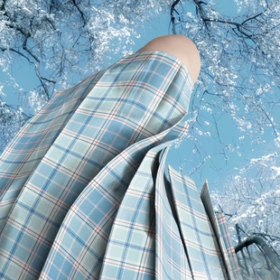 短裙 云靡 原创正统 盐盐椿 jk格裙蓝色冰透校供感jk半身裙夏季