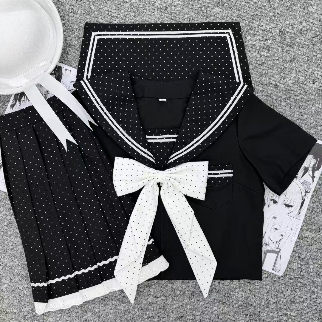 云靡波点黑二本水手服套装学院风