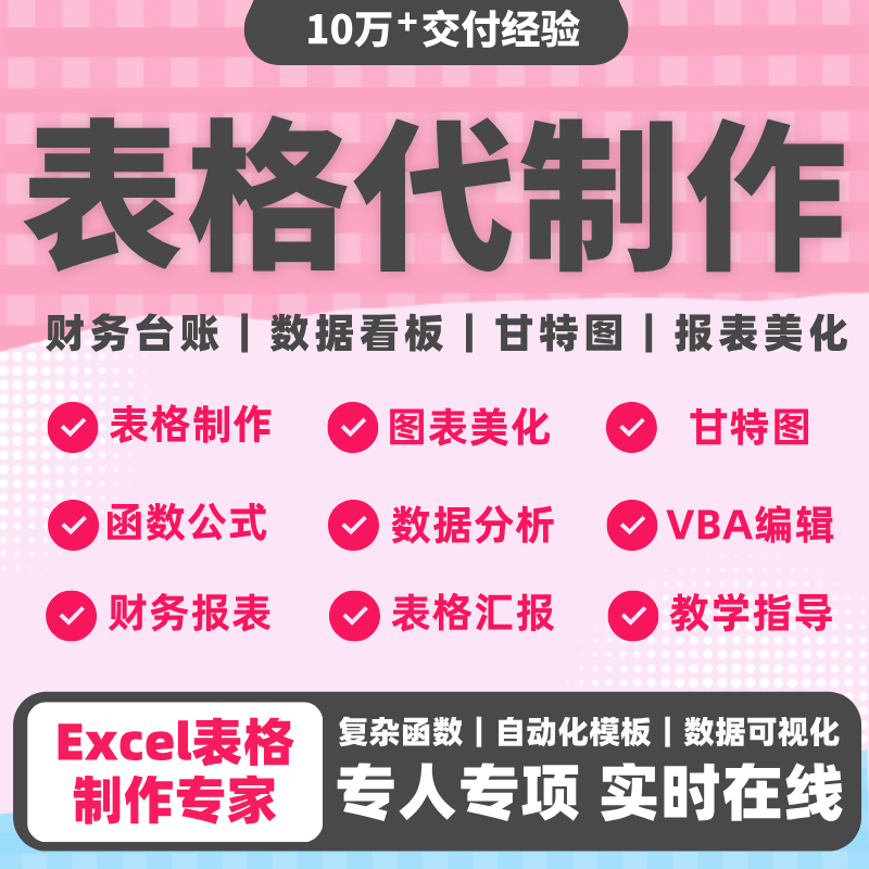 帮忙excel表格代做制作图表vba宏定制设计函数据处理统计分析整理