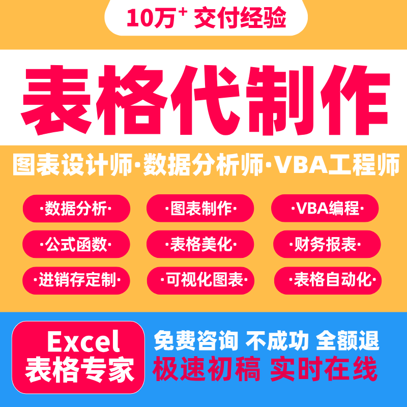 帮做excel表格制作定制设计图表vba宏脚本程序公式函数据处理分析