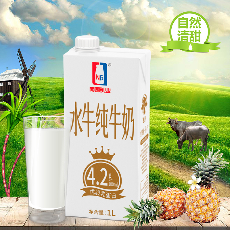 南国乳业水牛纯牛奶1L装早餐奶