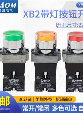 自复位XB2-BW3361C绿色BW33B1C BW33M1C 红色带灯按钮开关24V220