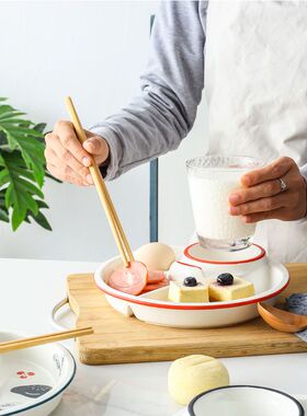 日式减脂定量盘分格餐盘大人减肥专用一人食高级感家用餐具分餐盒