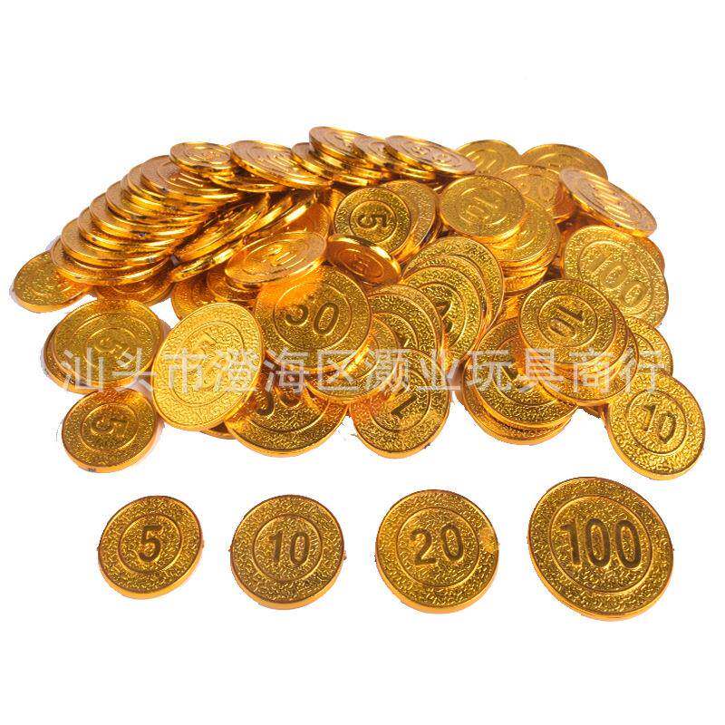 开业促销活动布置抽奖道具抓金币塑料海盗钱币玩具游戏筹码装饰品