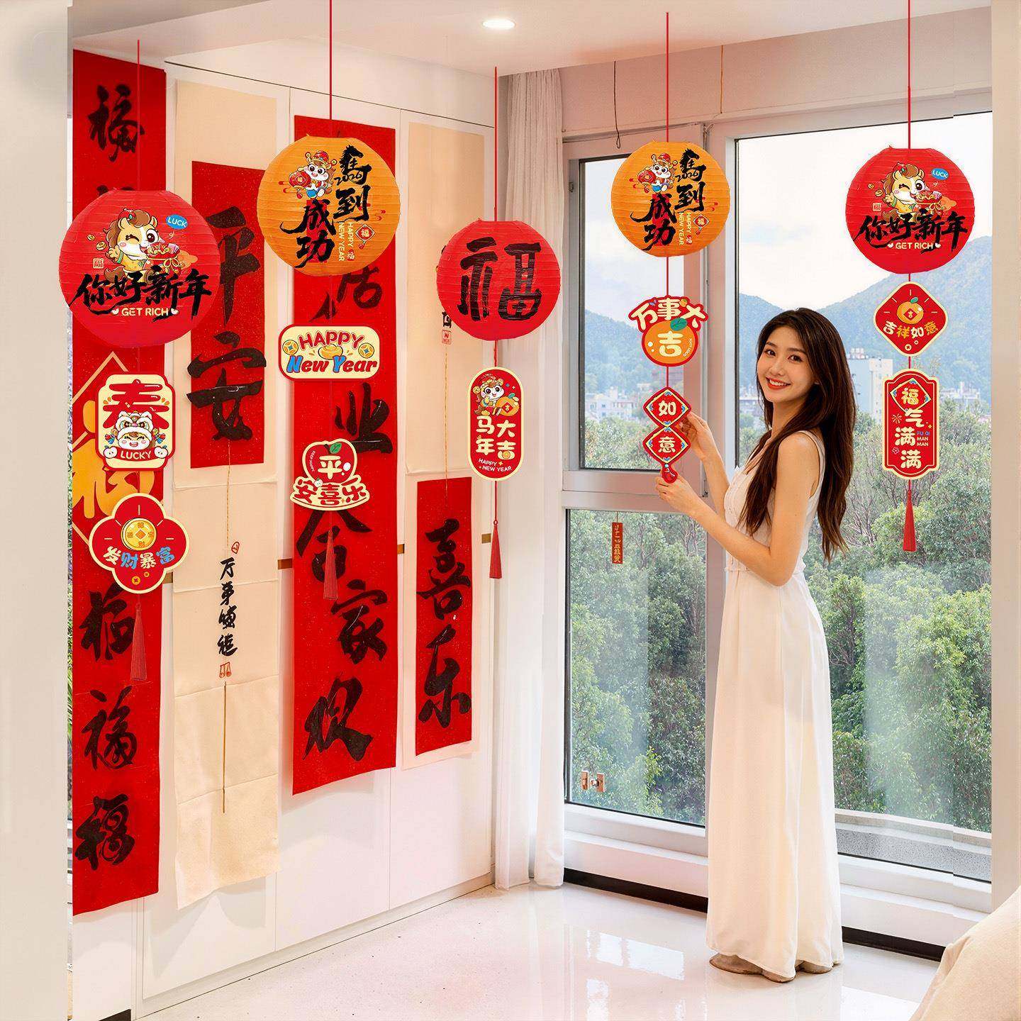 2026新款新年灯笼元旦商场店铺挂饰装饰春节过年氛围场景布置挂件