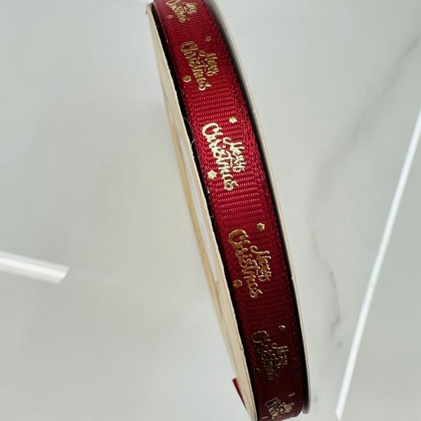 1cm宽跨境热卖圣诞节礼物礼品礼盒包装织带圣诞树装饰蝴蝶结雪花