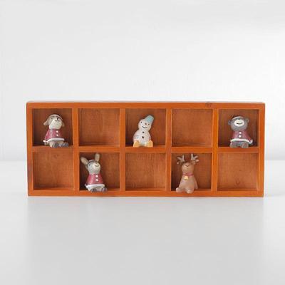 zakka日式复古十格收纳盒桌面木盒子带分格杂物整理多功能收纳盒