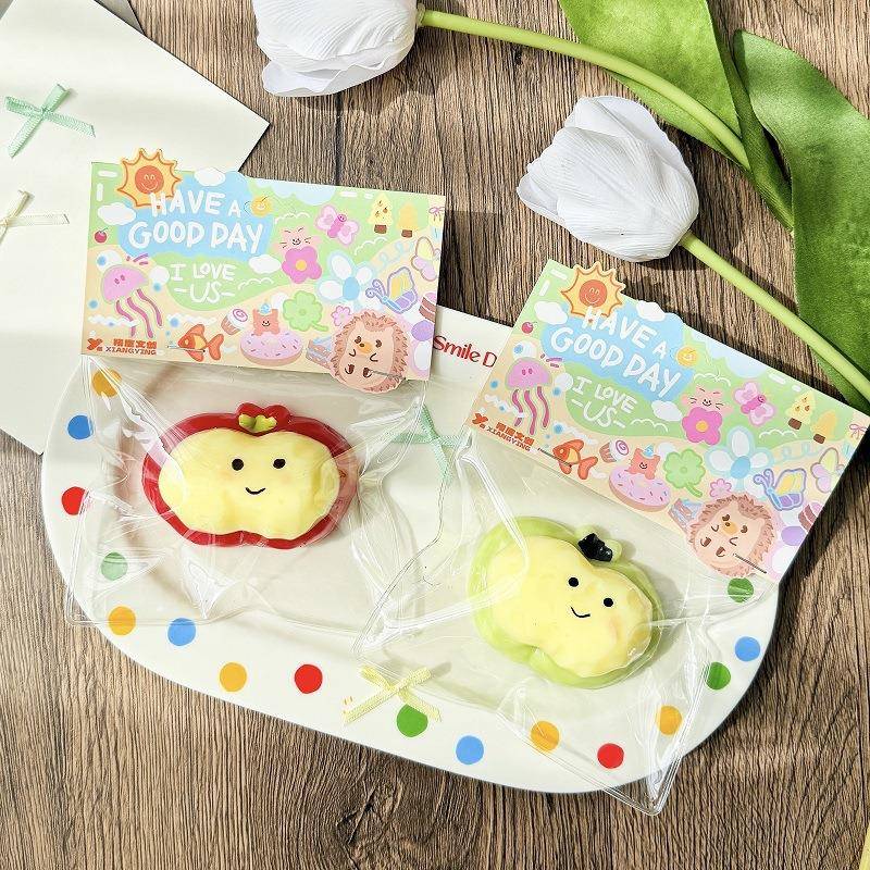 烂泥感表情苹果捏捏乐解压捏捏玩具减压玩具黏袋子PVC袋解压神器