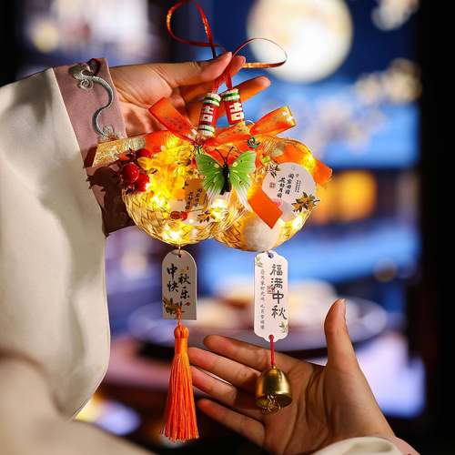 元宵节装饰古风蒲扇挂件仪式感氛围挂饰竹编小灯笼创意花灯伴手礼