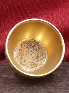 黄铜拉丝工艺红冲小字百福缸小字百福本色黑色家居创意文化摆件