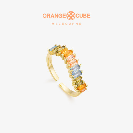 Orange Cube彩虹方糖戒指轻奢设计师百搭食指戒指饰品礼物送女友