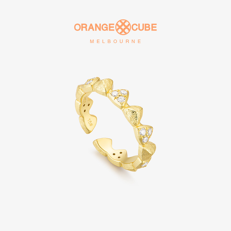 Orange Cube牙牙戒指高级原创设计食指环女友礼物