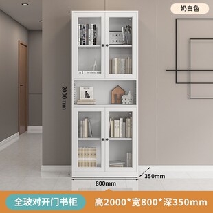 家用书柜a玻璃门防尘书架客厅储物柜家用展示柜简约现代铁艺置物