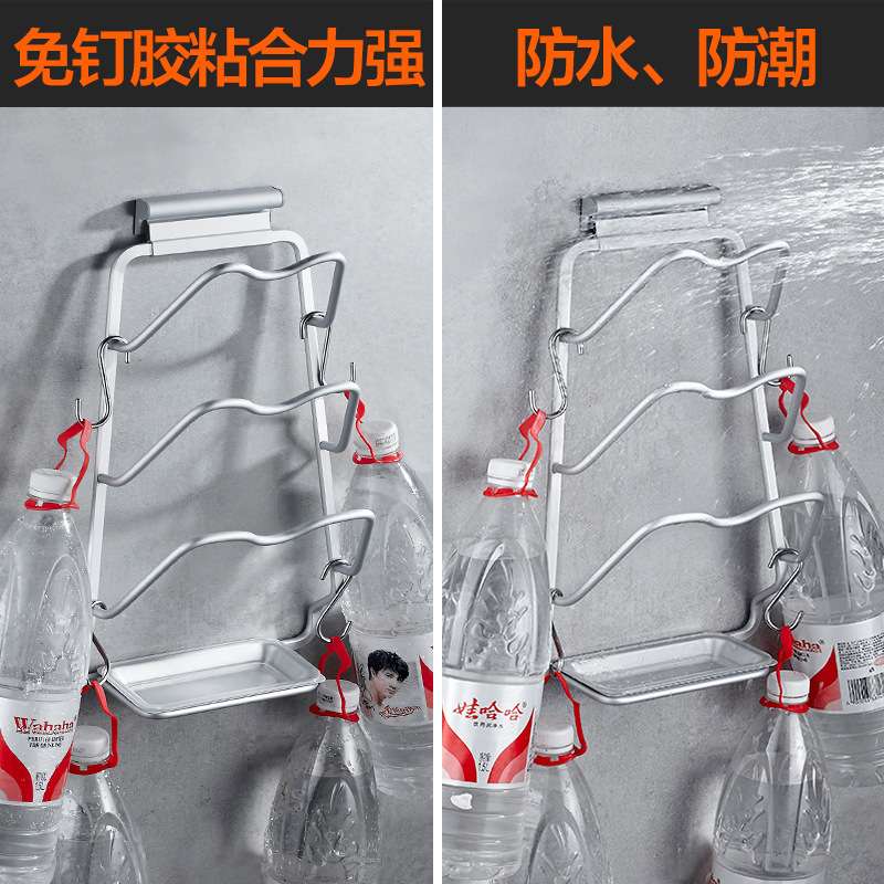 免打孔锅盖架放菜板的架子壁挂式厨房收纳置物架带接水挂太空铝