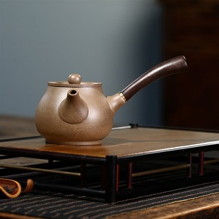 宜兴原矿紫砂壶茶具紫泥手工仿F古唐羽壶家用侧把壶直播热销款