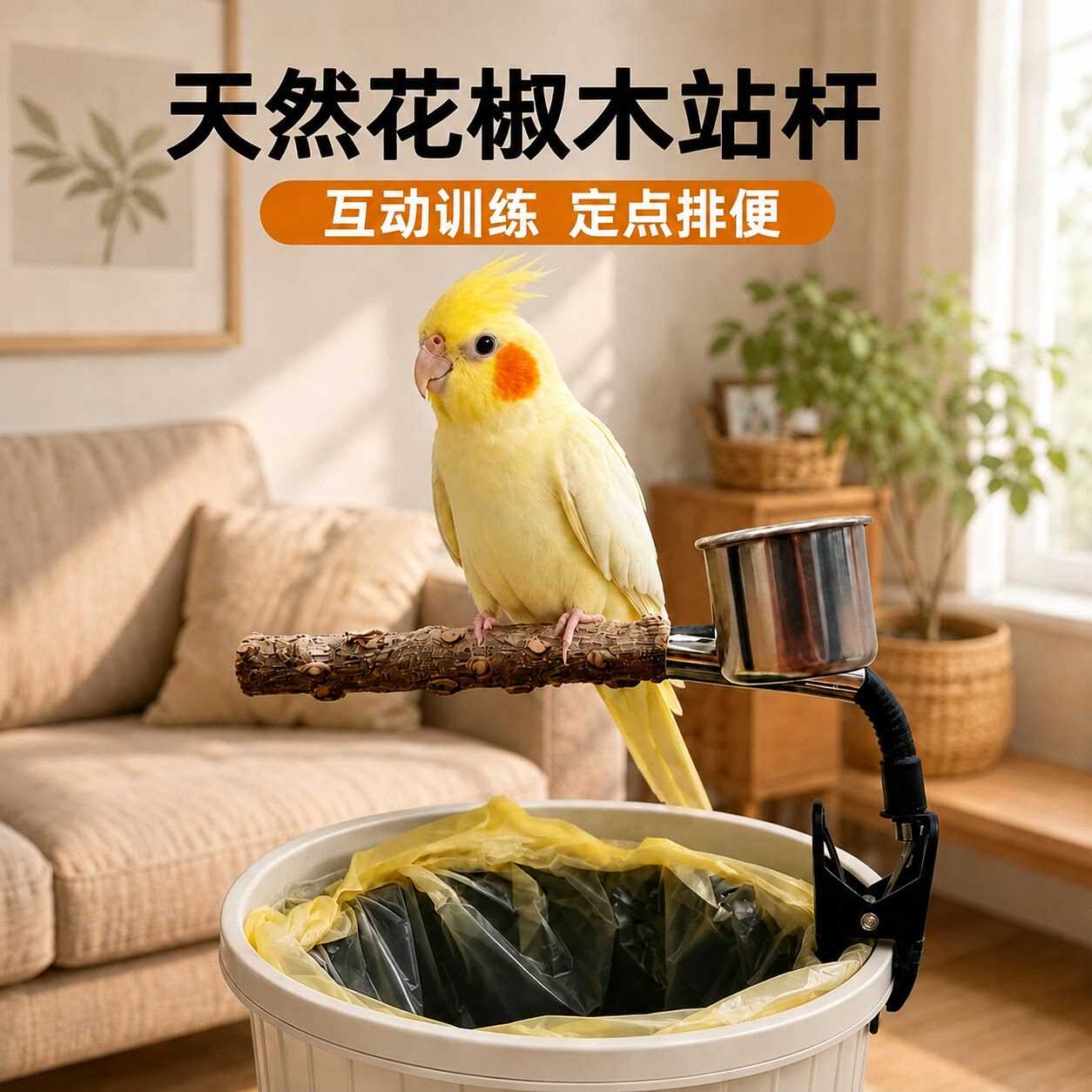 鹦鹉定点排便站架训练专用拉屎神器垃圾桶花椒木站杆马桶厕所用品