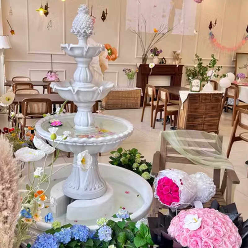 欧式花园喷泉落地循环流水户外水池多层造景酒店婚礼道具装饰摆件