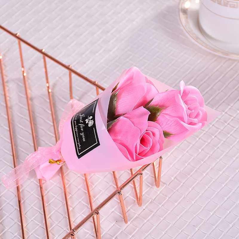 新款直销情人节活动香皂花玫瑰创意3朵小花束仿真康乃馨七夕节礼