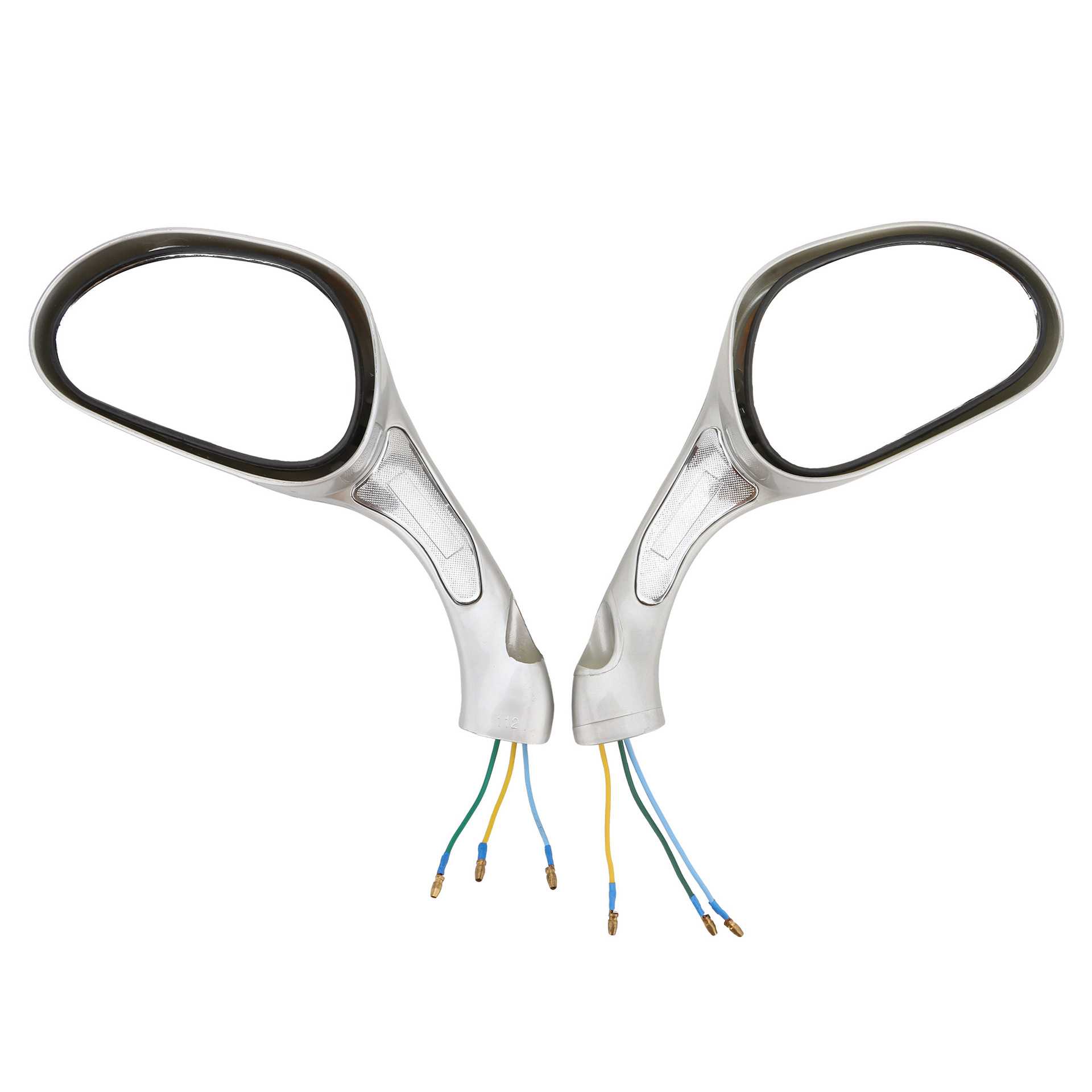 新款直销GOOFIT  8mm 猎鹰 带灯后视镜 ，银色8 毫米摩托车后视镜