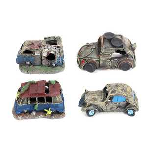 新款直销汽车残骸鱼虾躲避屋水族箱造景装饰道具树脂工艺品摆件8