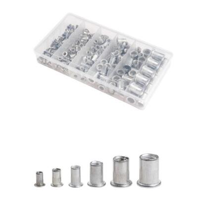 新款直销190pcs套装铝拉铆螺母银色铝合金套装平头拉铆螺母M3-M10