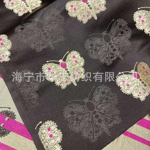新款直销仿宋锦提花黑蝴蝶织锦缎国风面料儿童马甲背心旗袍等服装