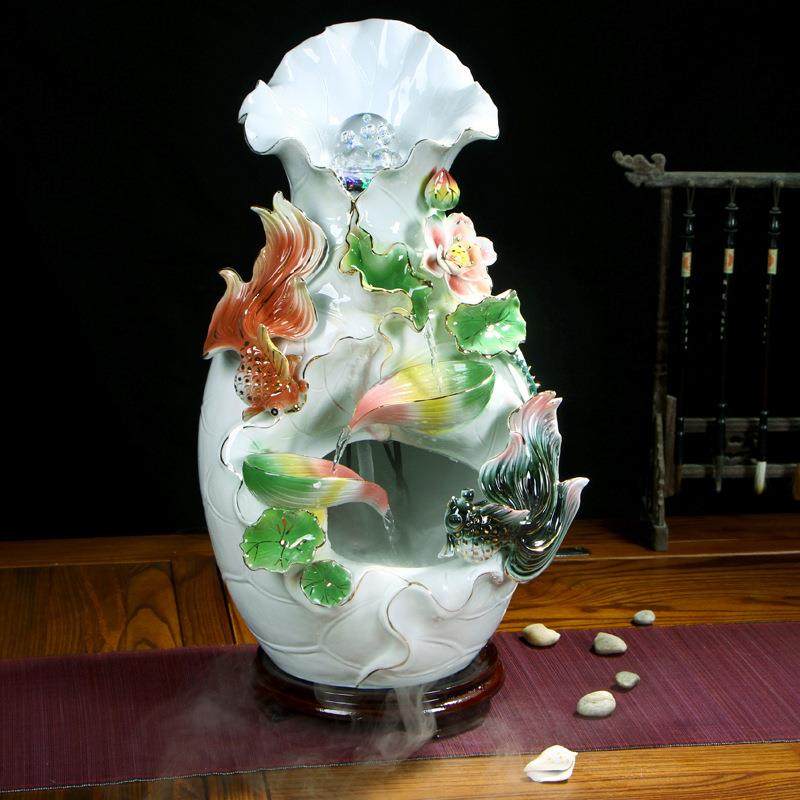 新款直销 陶瓷加湿器流水喷泉摆件工艺品陶瓷鱼缸结婚礼物家居饰,家居饰品,流水摆件,淘宝优惠券,粉丝福利购,淘宝优惠卷