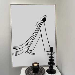 新款直销时尚与青春客厅黑白落地大气装饰画人物抽象画壁画时装美