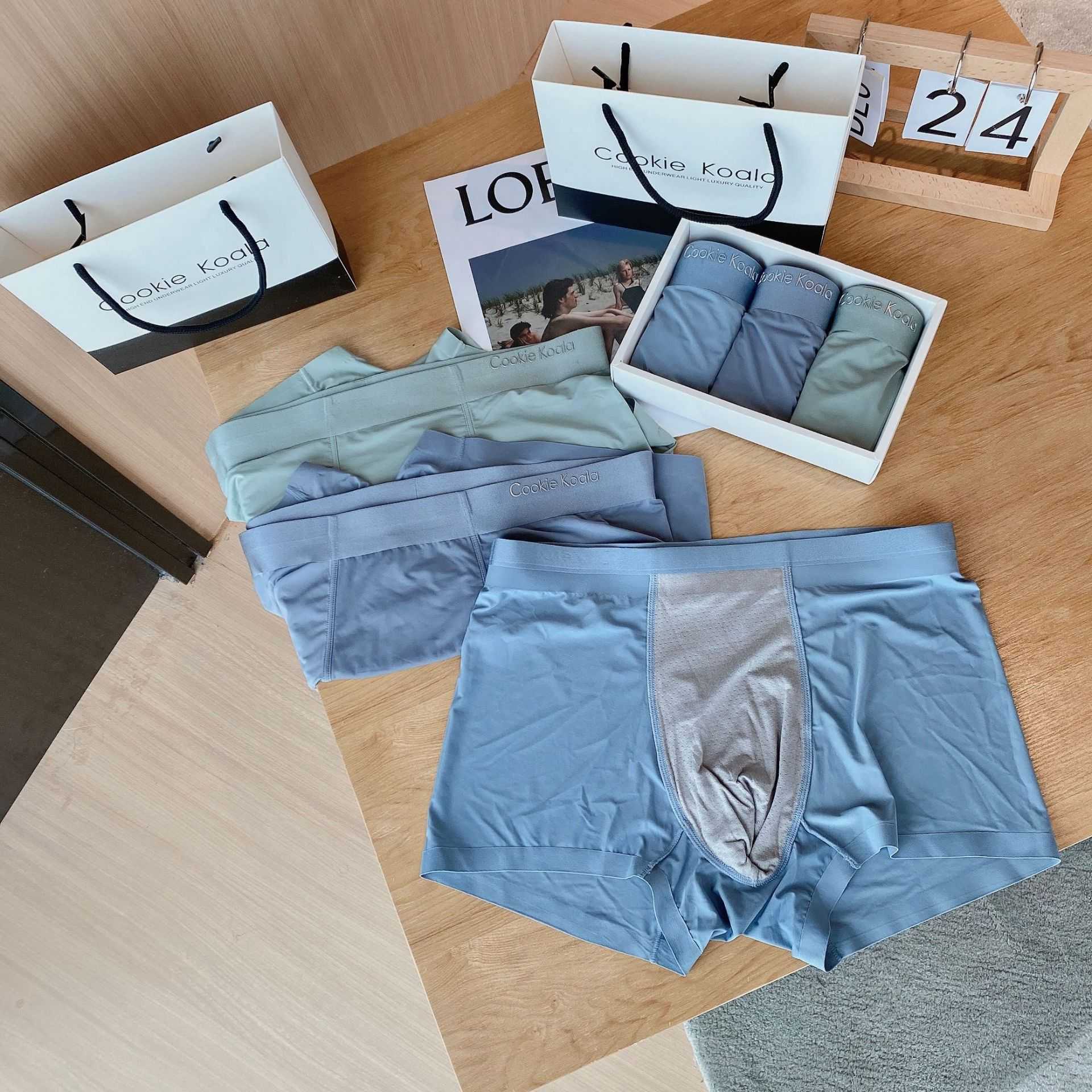 新款直销新款COOKIE KOALA男士内裤无痕冰丝轻薄透气银离子平角裤