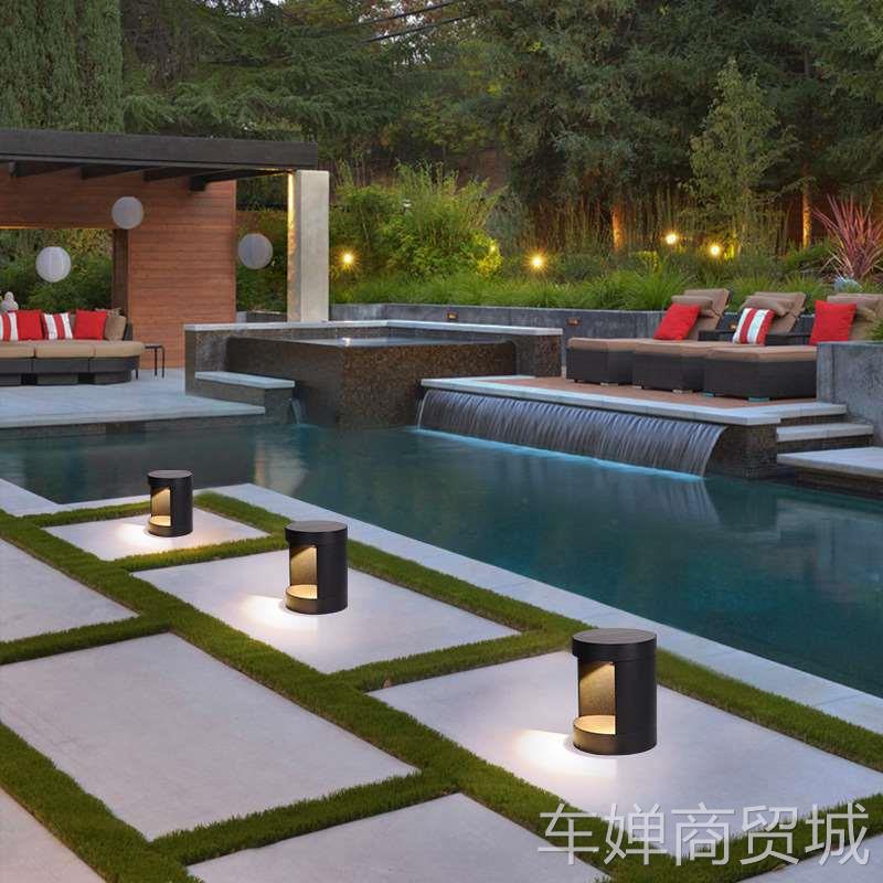 新款户外防水太阳能LED草坪灯铝庭院灯半月亮扇形光花园别墅围墙