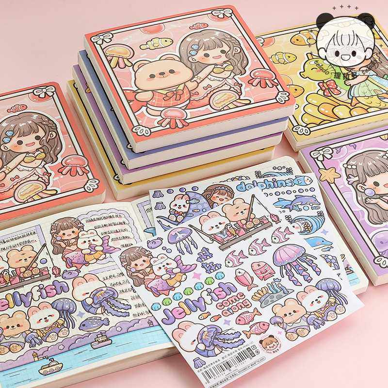 新款直销提拉多海底世界手帐本 可爱少女心方格手账本ins风方形日,文具电教/文化用品/商务用品,手帐/日程本/计划本,淘宝优惠券,粉丝福利购,淘宝优惠卷