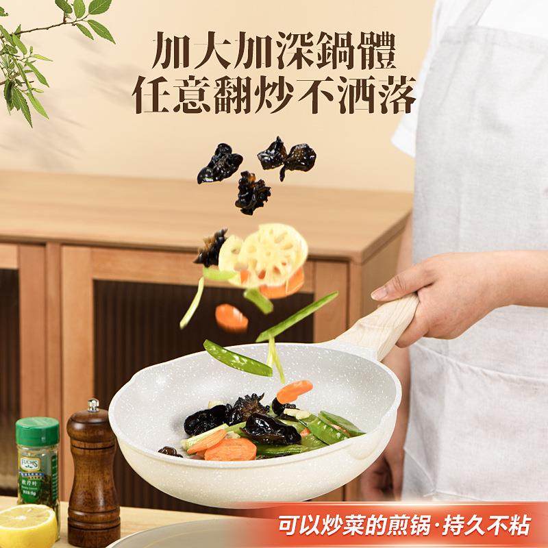 新款直销跨境平底锅不粘锅24cm家用牛排专用煎蛋锅电磁炉燃气通用